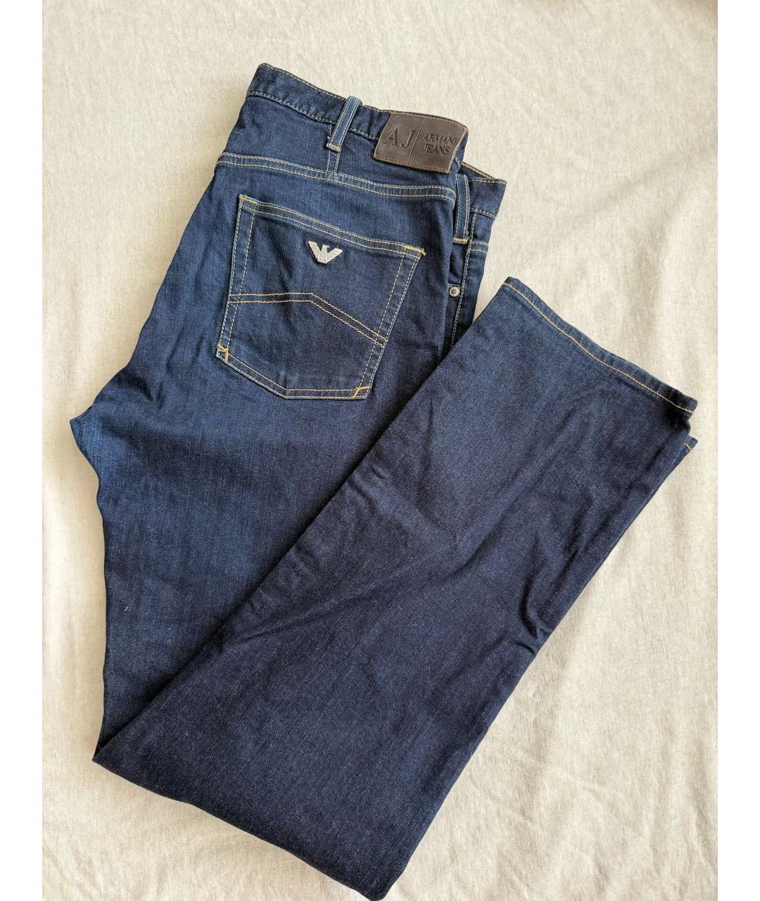 ARMANI JEANS Темно-синие хлопковые прямые джинсы, фото 7