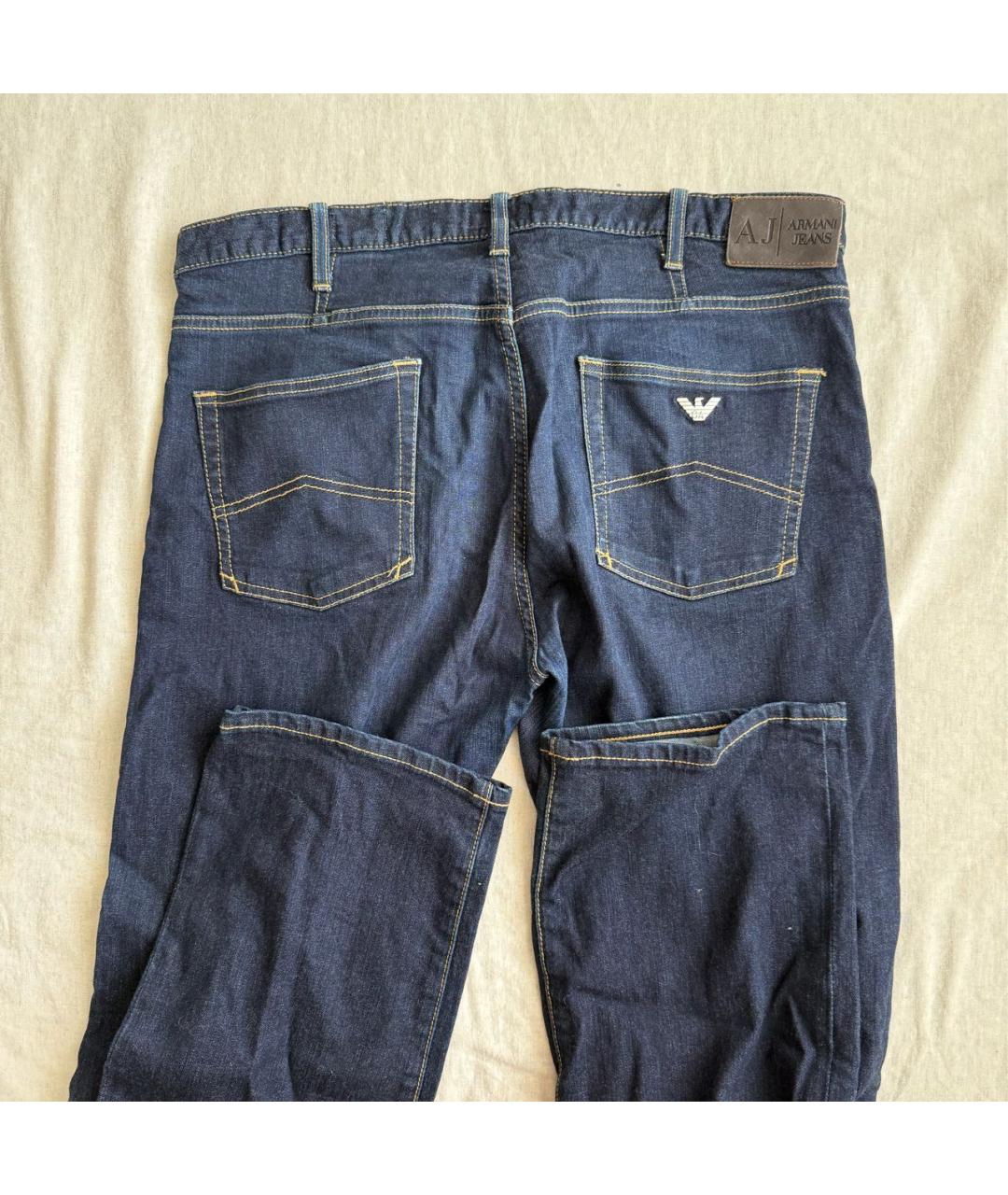 ARMANI JEANS Темно-синие хлопковые прямые джинсы, фото 3
