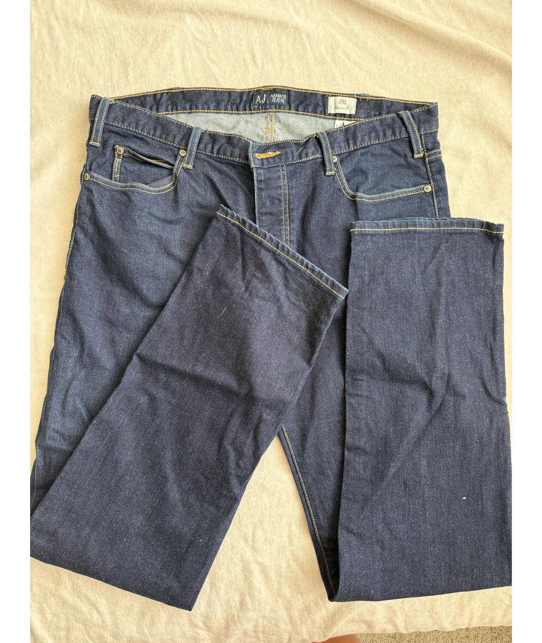 ARMANI JEANS Темно-синие хлопковые прямые джинсы, фото 4