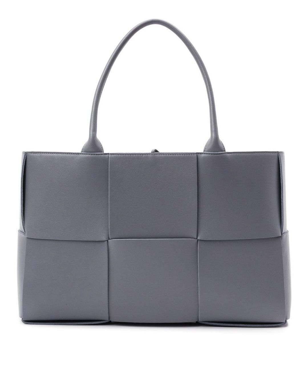 BOTTEGA VENETA Серая кожаная сумка с короткими ручками, фото 1