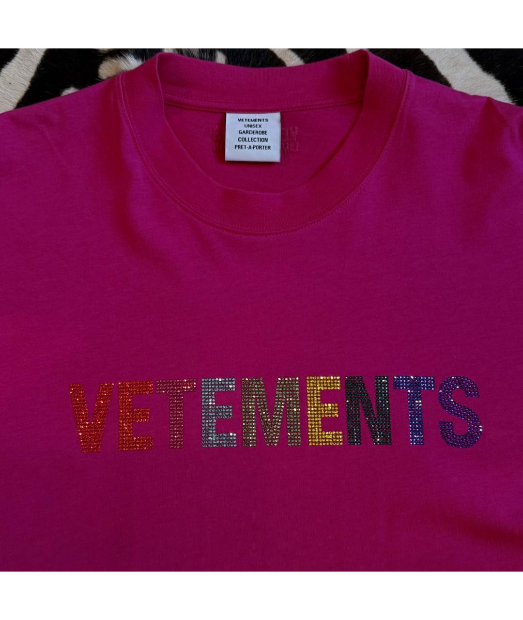 VETEMENTS Фуксия хлопковая футболка, фото 3