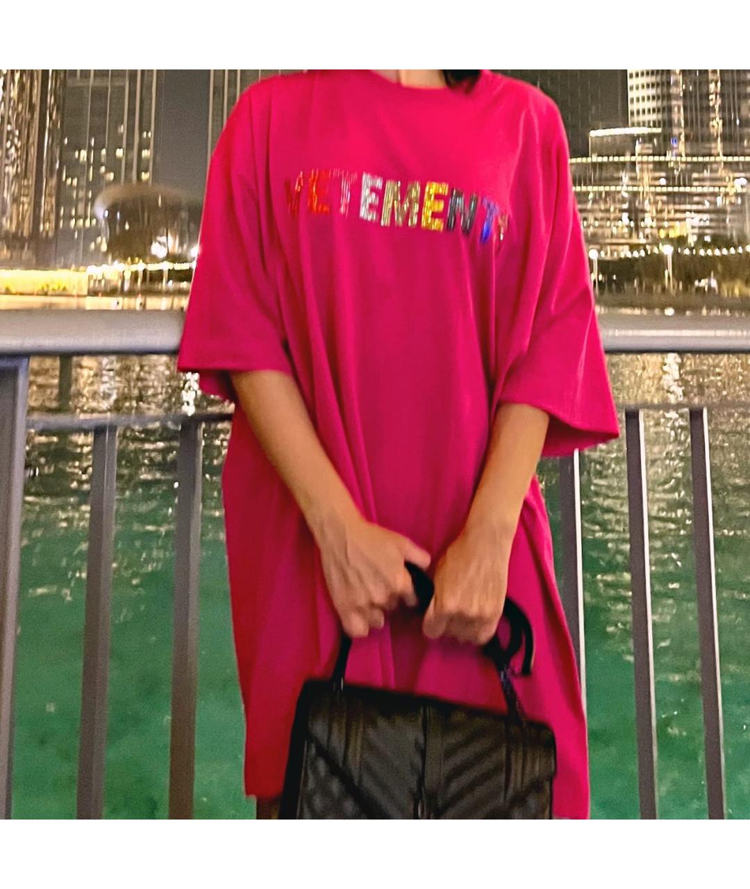 VETEMENTS Фуксия хлопковая футболка, фото 7