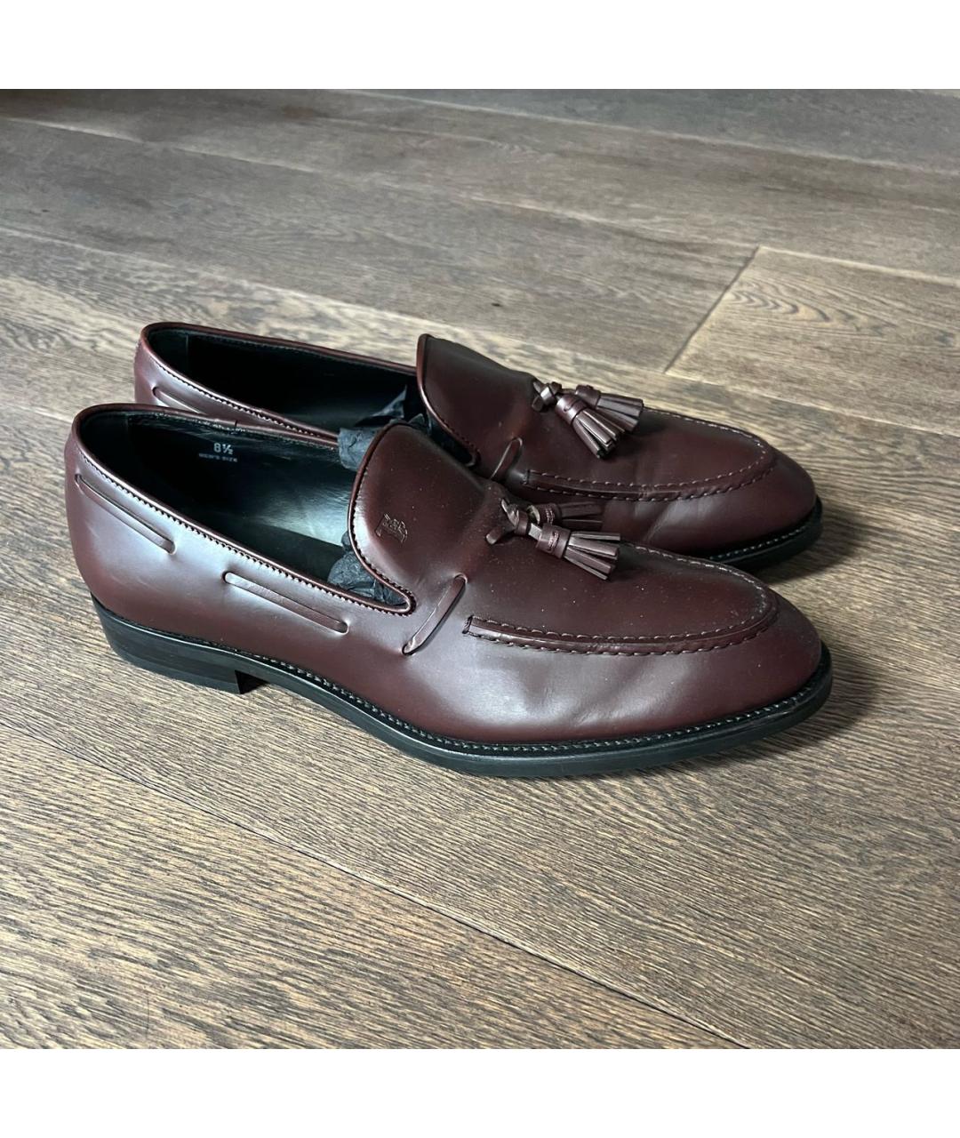 TOD'S Бордовые кожаные туфли, фото 8