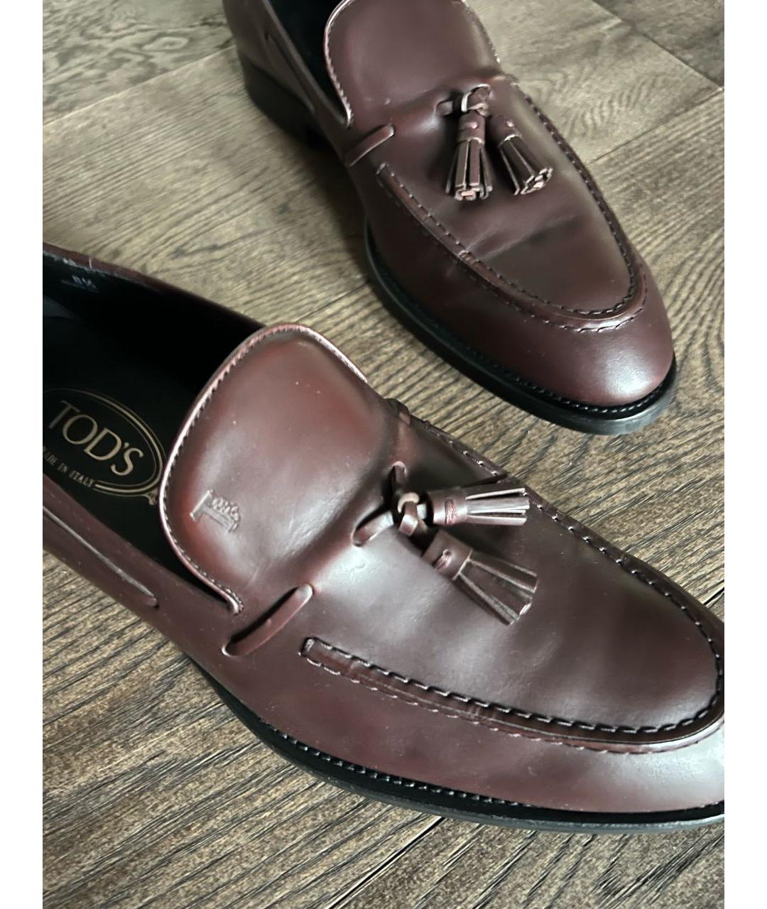 TOD'S Бордовые кожаные туфли, фото 5