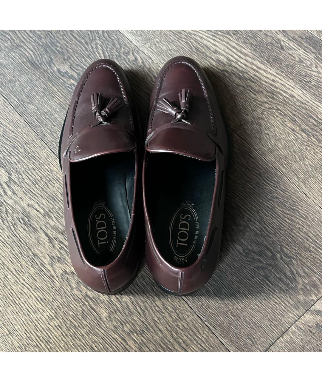 TOD'S Бордовые кожаные туфли, фото 3