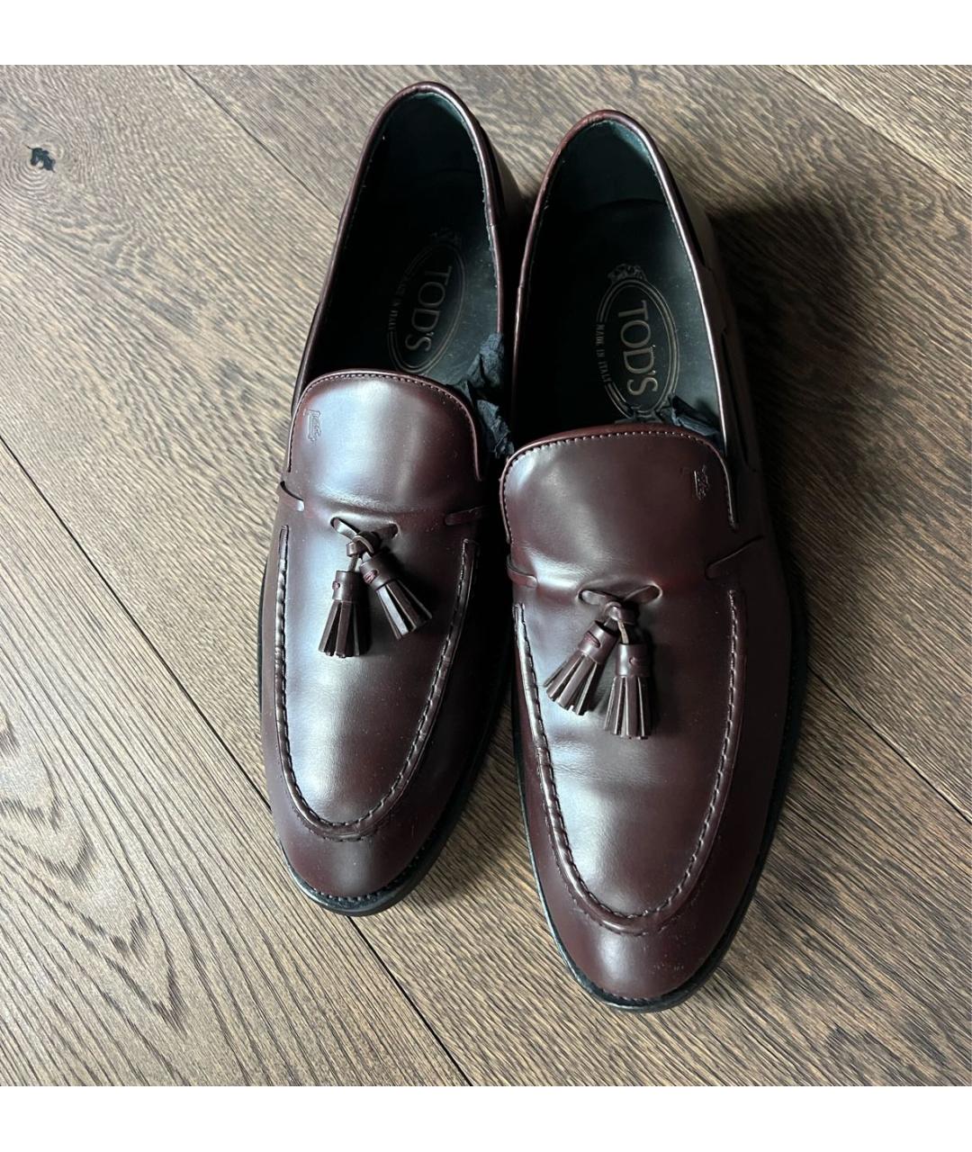 TOD'S Бордовые кожаные туфли, фото 2