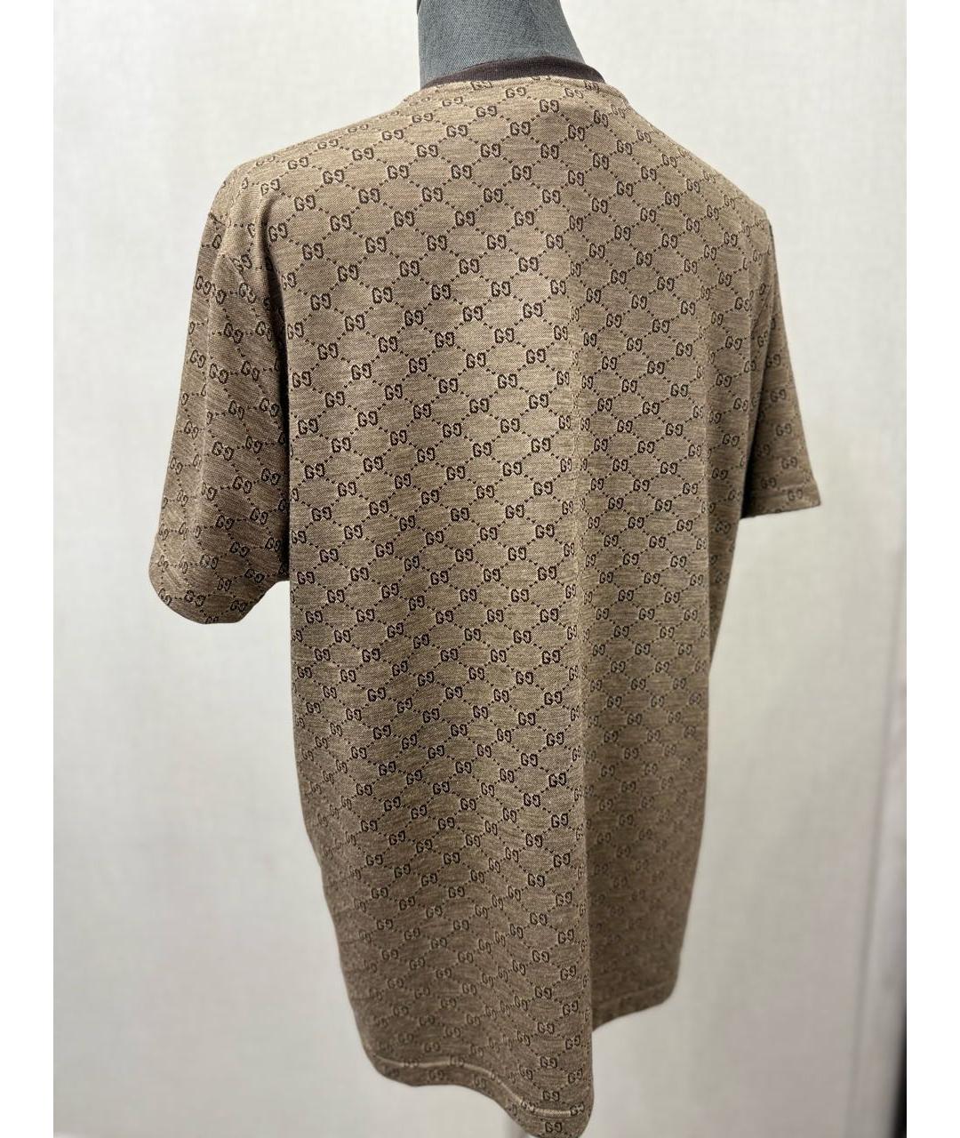 GUCCI Коричневая хлопковая футболка, фото 2