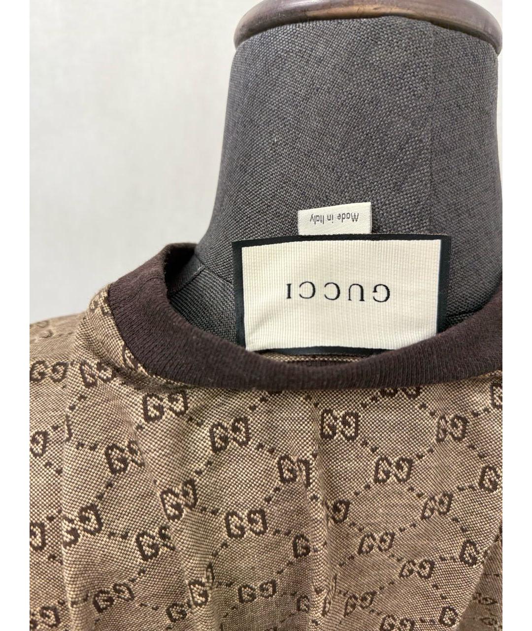 GUCCI Коричневая хлопковая футболка, фото 3