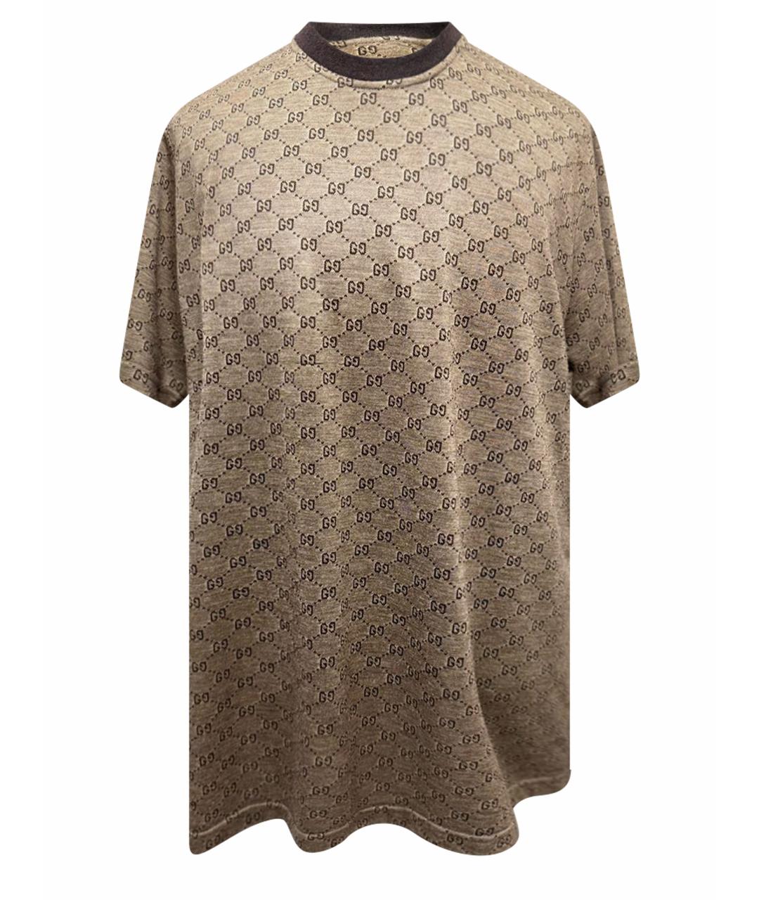 GUCCI Коричневая хлопковая футболка, фото 1