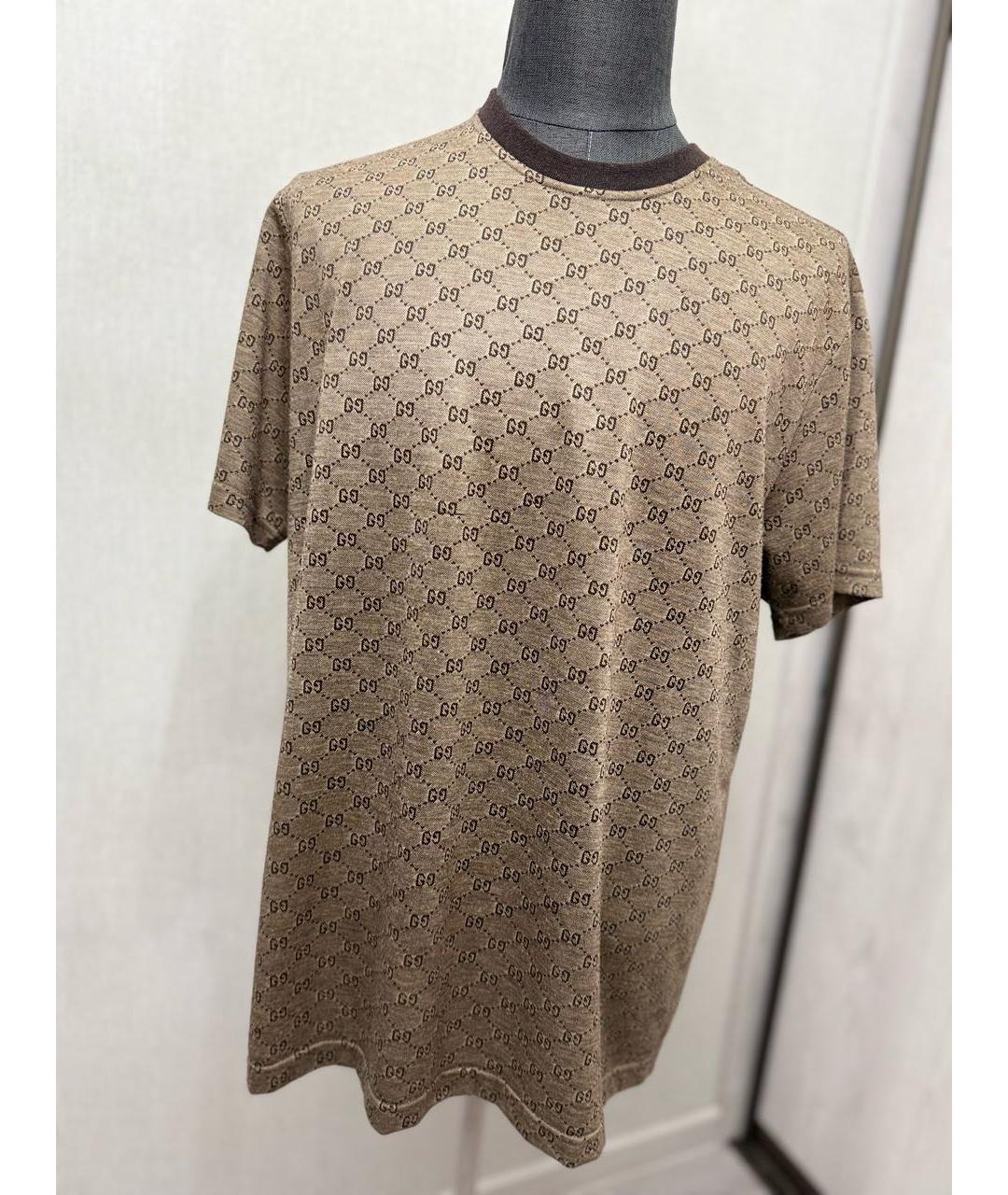 GUCCI Коричневая хлопковая футболка, фото 5
