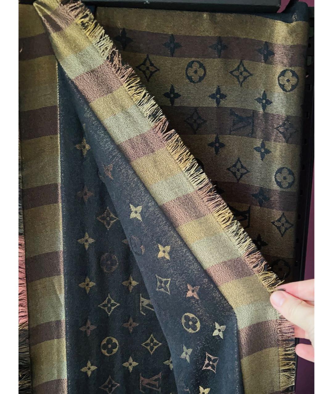 LOUIS VUITTON Черный кашемировый платок, фото 4