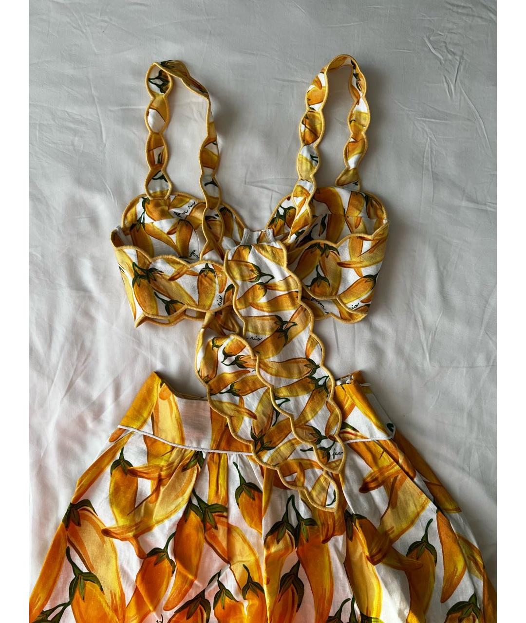 FARM RIO Желтый льняной костюм с юбками, фото 3