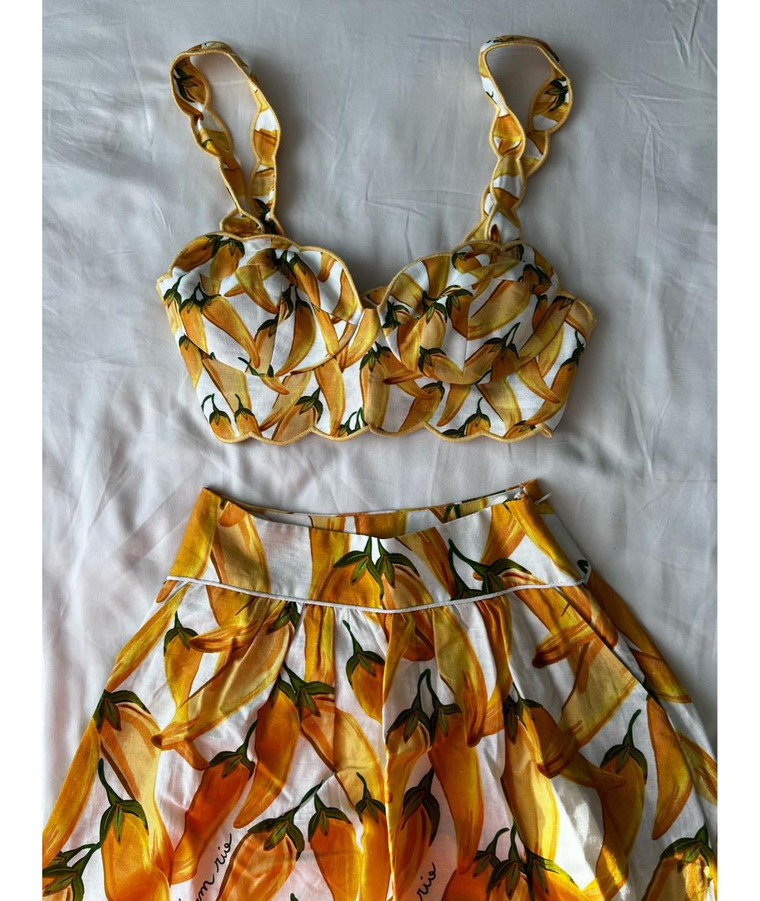 FARM RIO Желтый льняной костюм с юбками, фото 2