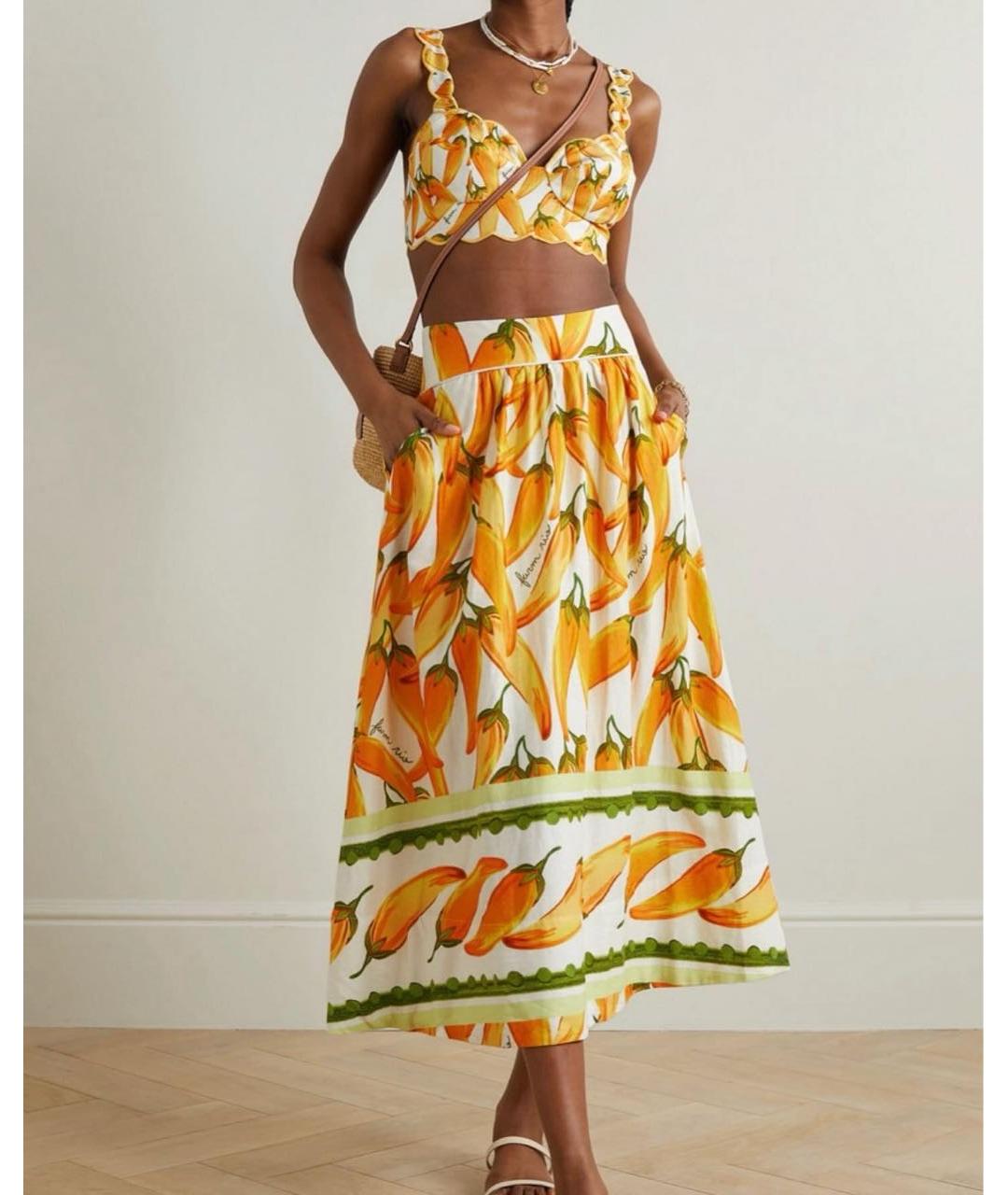 FARM RIO Желтый льняной костюм с юбками, фото 7