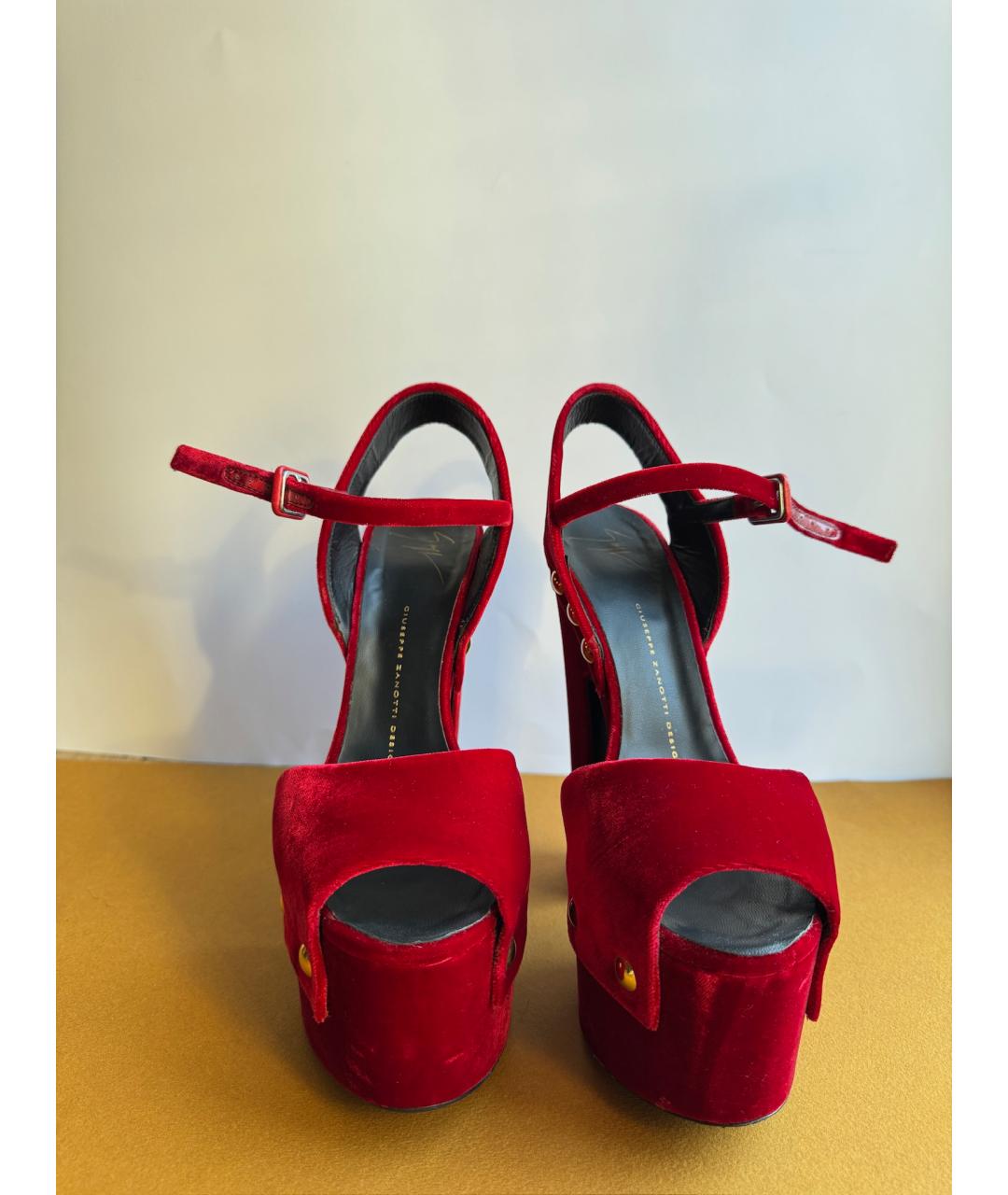 GIUSEPPE ZANOTTI DESIGN Красные бархатные туфли, фото 4