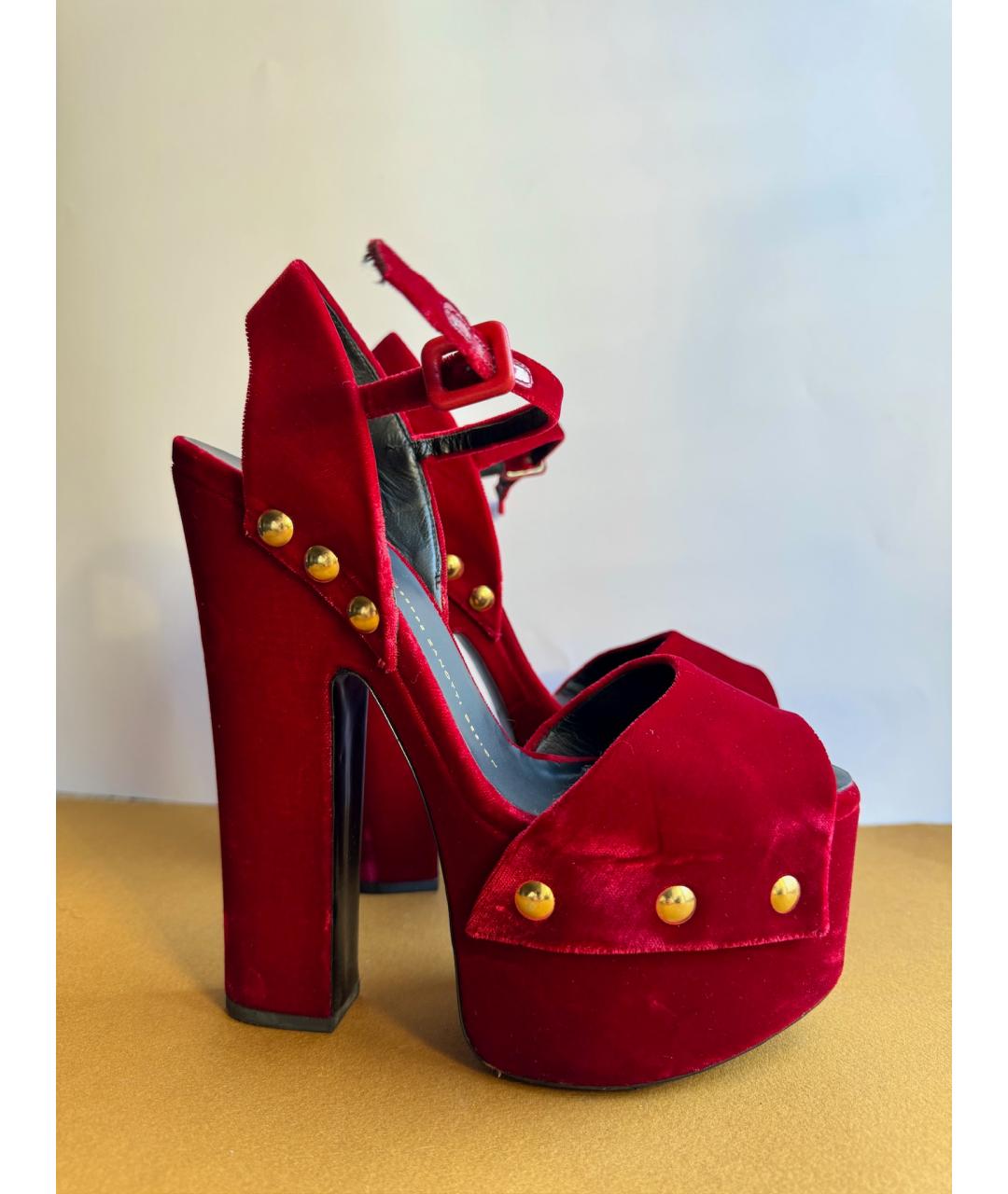 GIUSEPPE ZANOTTI DESIGN Красные бархатные туфли, фото 8