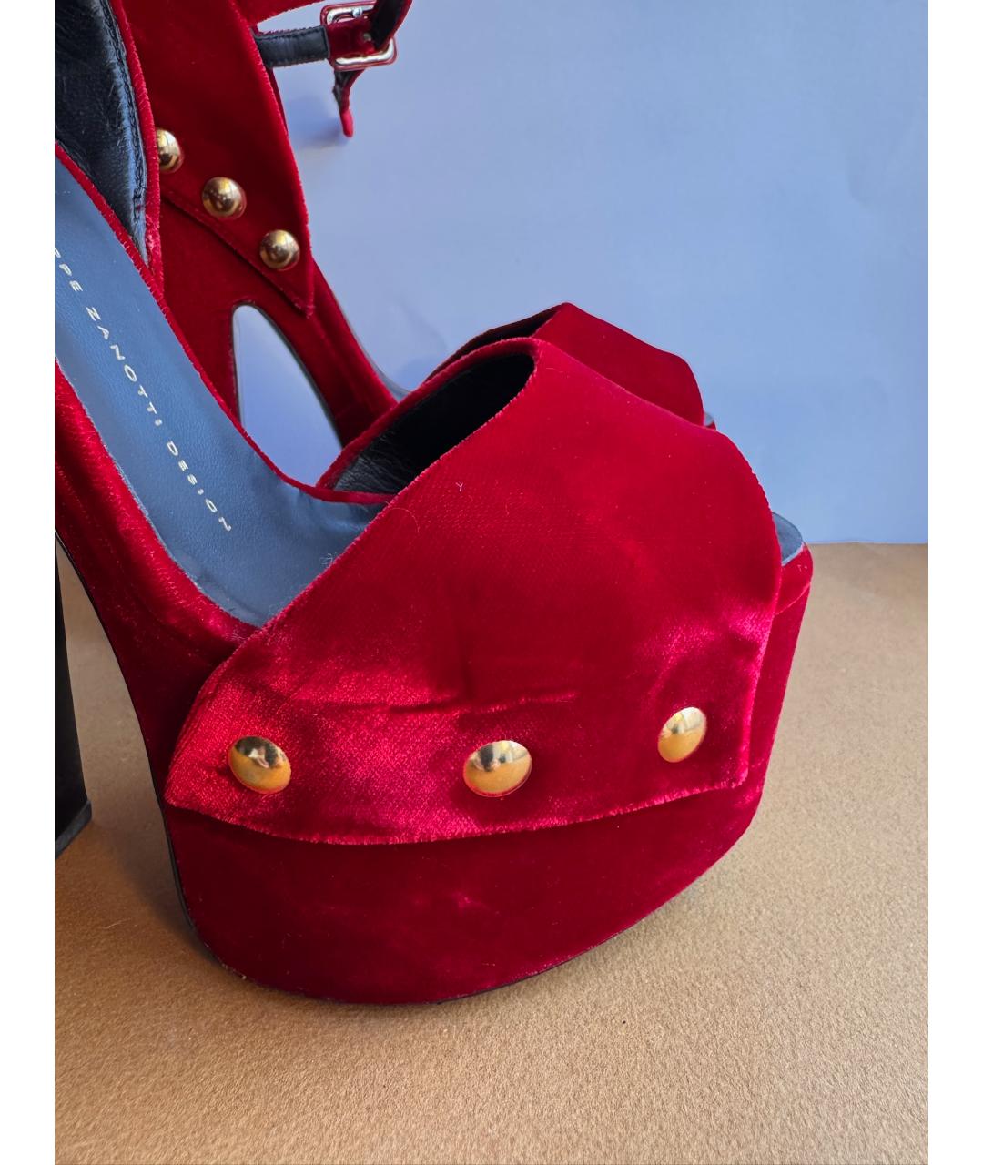 GIUSEPPE ZANOTTI DESIGN Красные бархатные туфли, фото 5