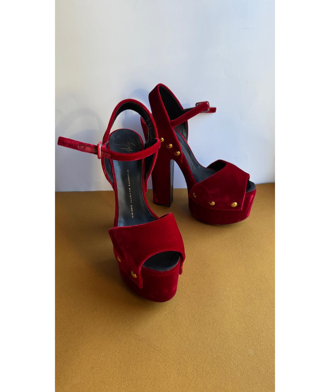 GIUSEPPE ZANOTTI DESIGN Красные бархатные туфли, фото 2