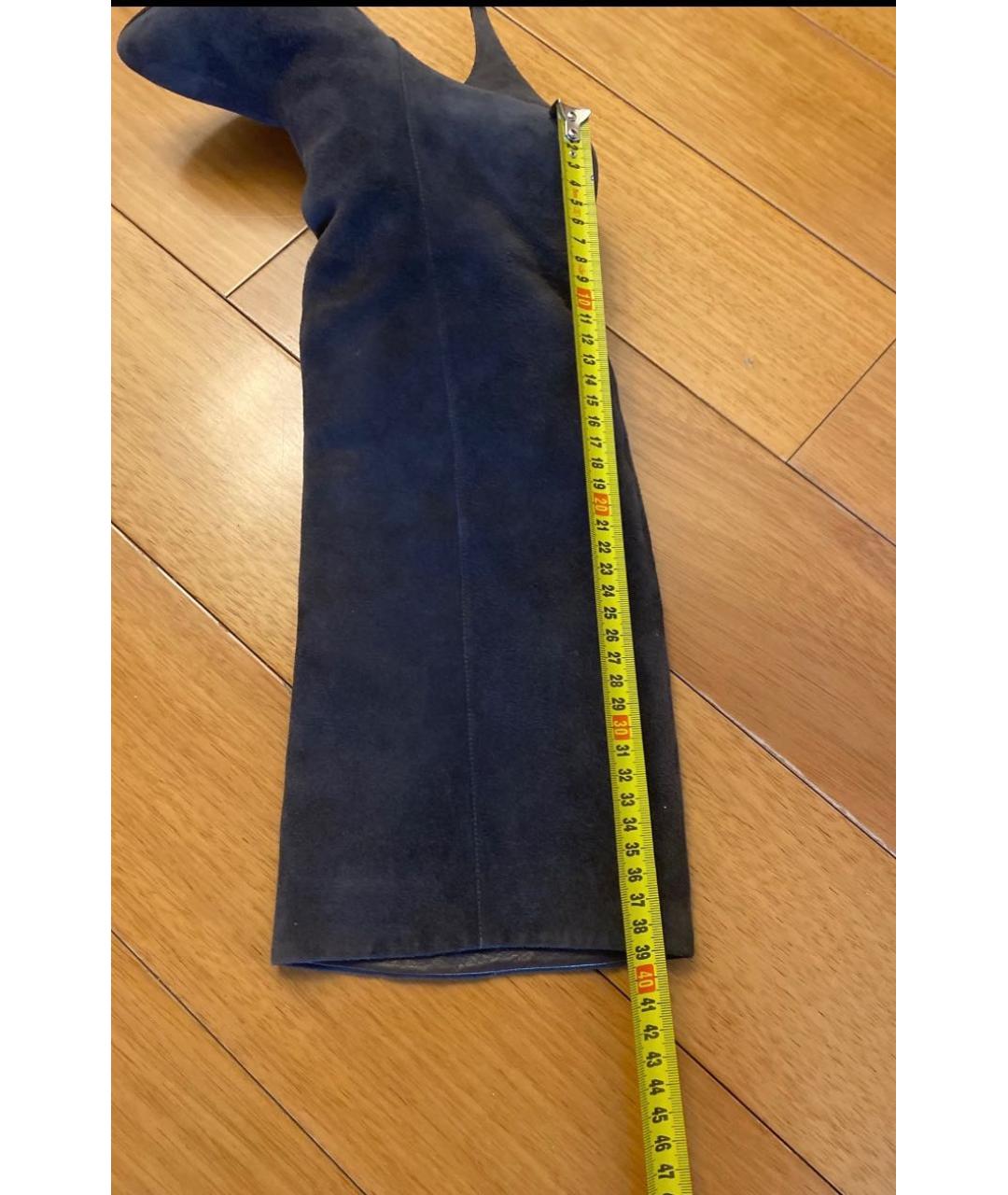 SAINT LAURENT Серые замшевые сапоги, фото 7