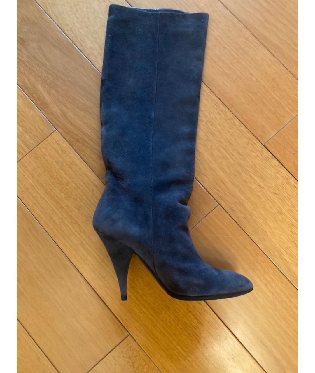 SAINT LAURENT Серые замшевые сапоги, фото 4