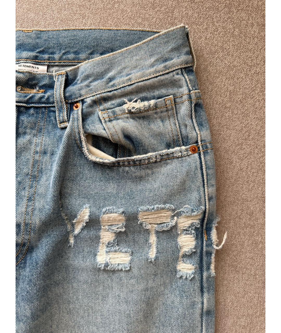 VETEMENTS Голубые хлопковые прямые джинсы, фото 6
