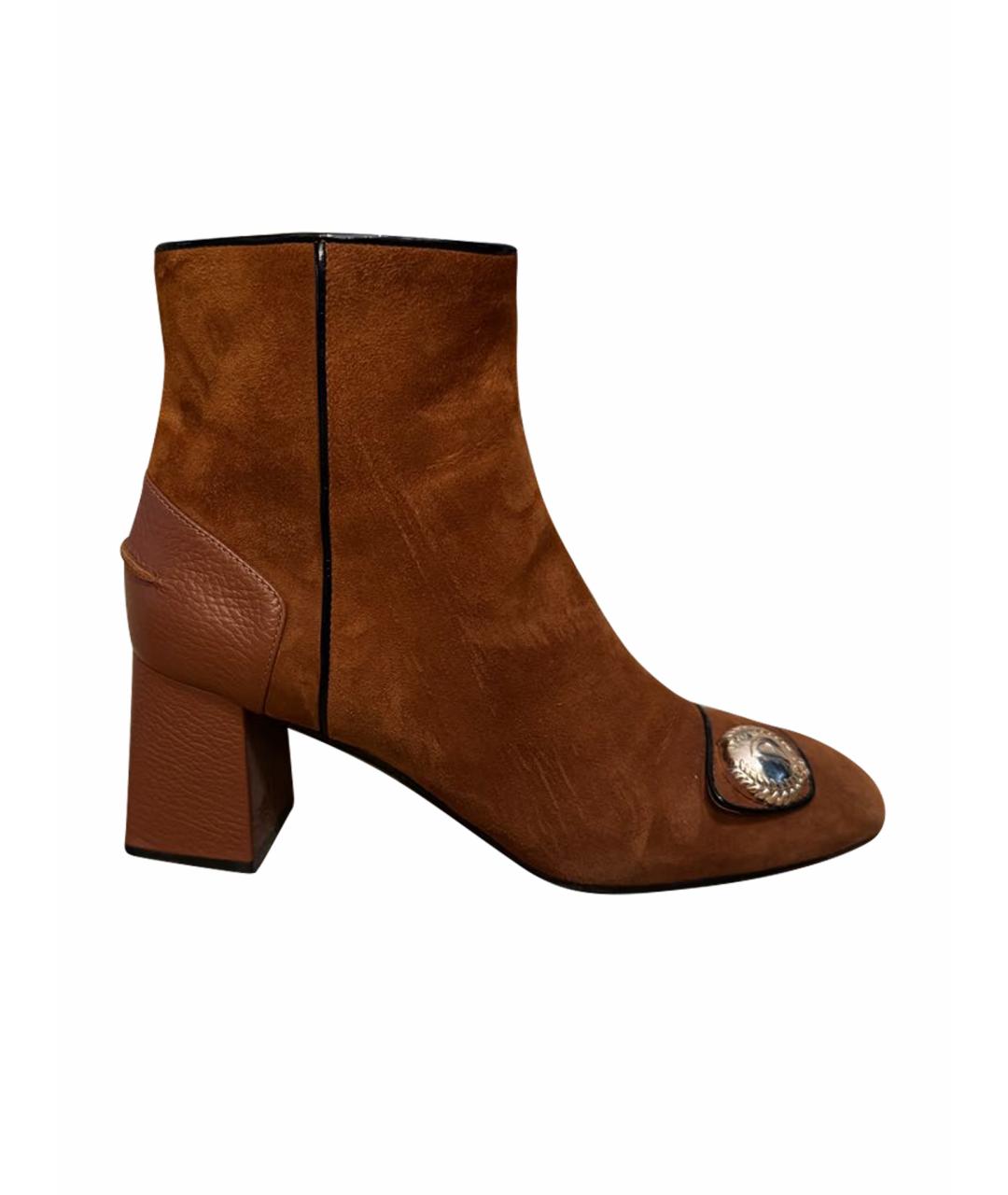 POLLINI Оранжевое замшевые ботильоны, фото 1