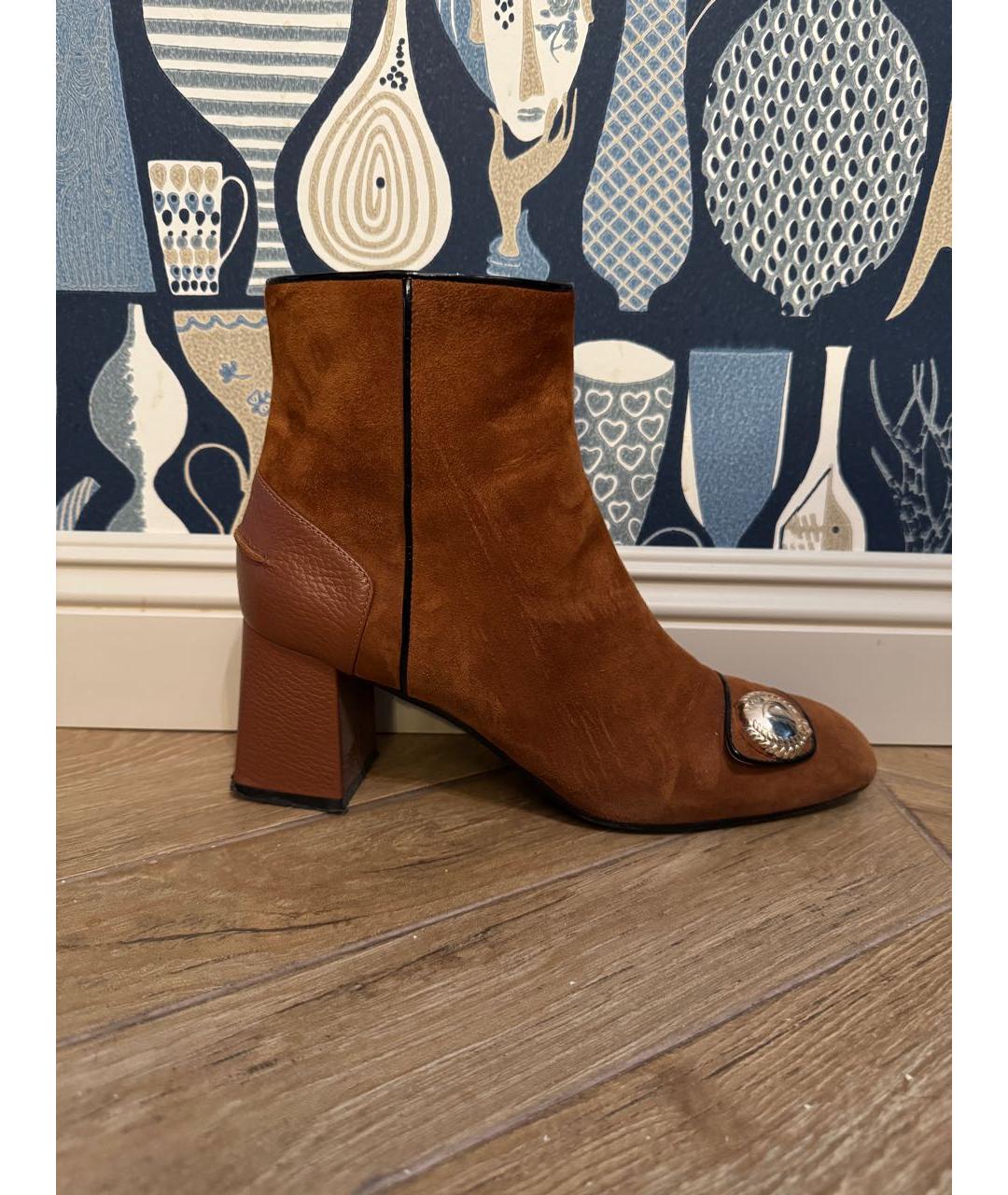 POLLINI Оранжевое замшевые ботильоны, фото 8