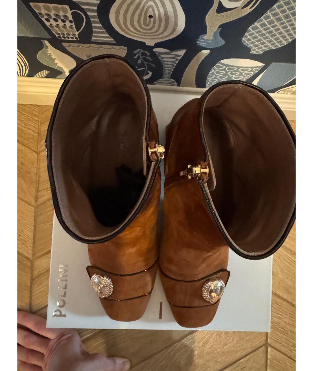 POLLINI Оранжевое замшевые ботильоны, фото 3