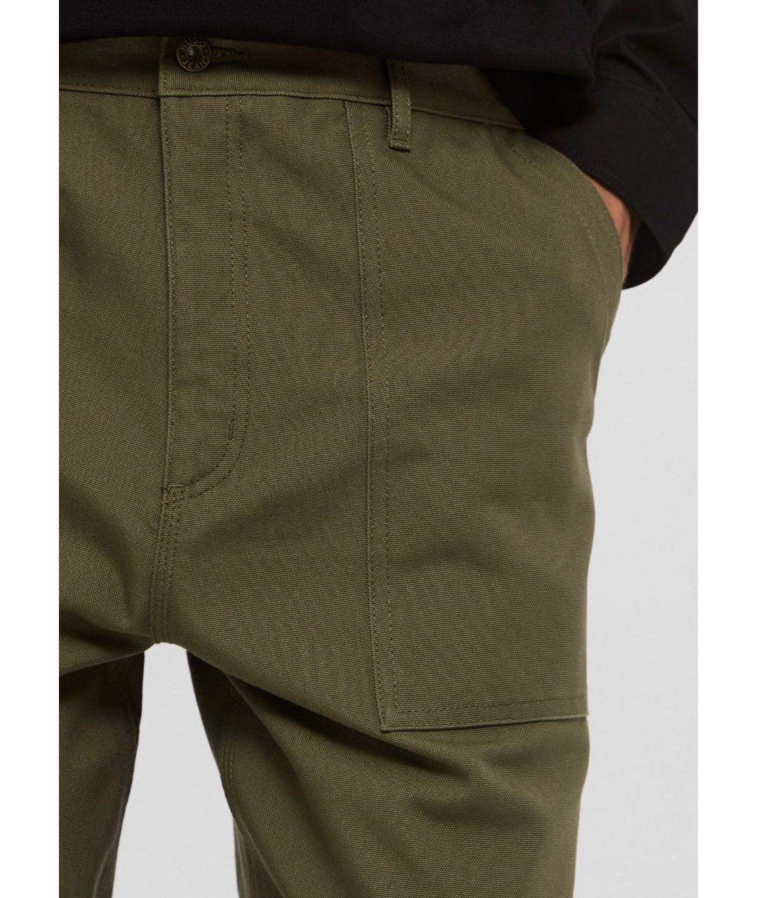 HUGO BOSS Хаки хлопко-эластановые повседневные брюки, фото 4