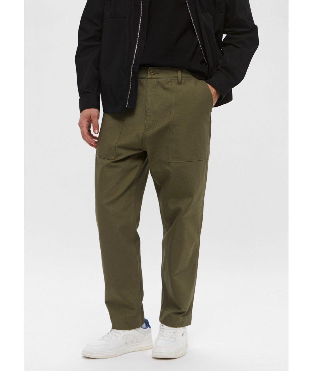 HUGO BOSS Хаки хлопко-эластановые повседневные брюки, фото 6