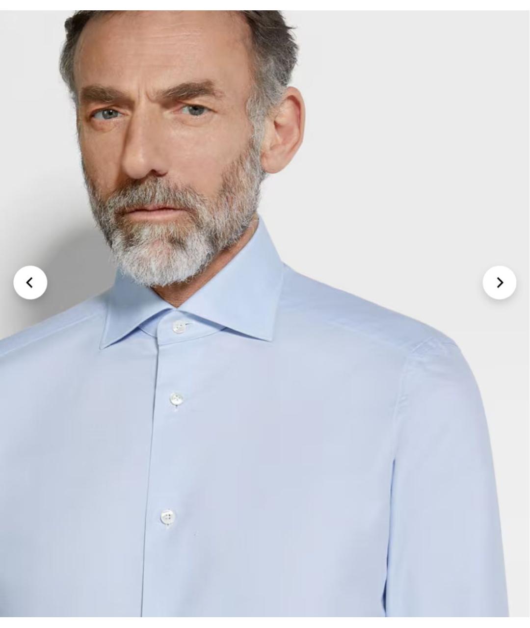 ERMENEGILDO ZEGNA XXX Голубая хлопковая классическая рубашка, фото 3