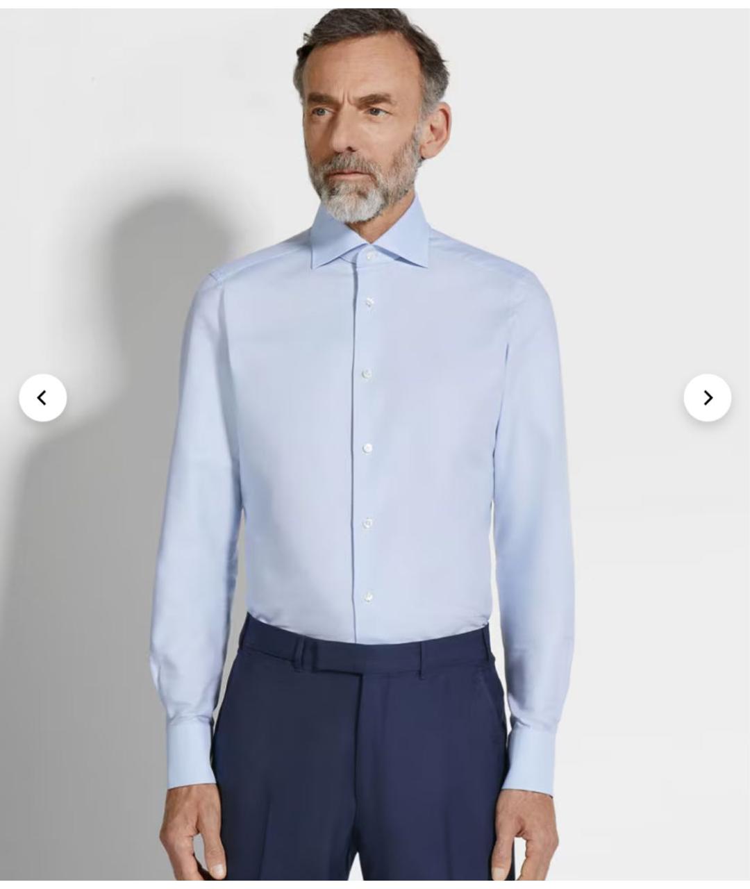 ERMENEGILDO ZEGNA XXX Голубая хлопковая классическая рубашка, фото 2