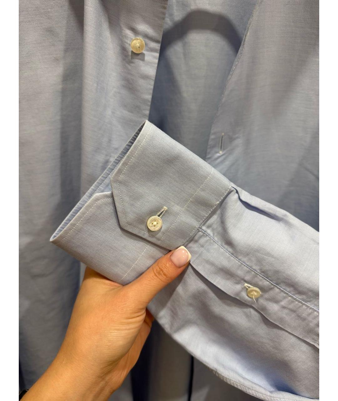 ERMENEGILDO ZEGNA XXX Голубая хлопковая классическая рубашка, фото 5