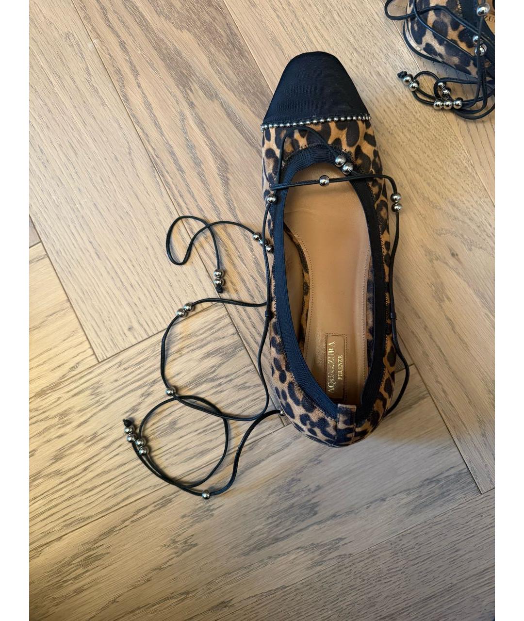 AQUAZZURA Оранжевое нубуковые балетки, фото 5