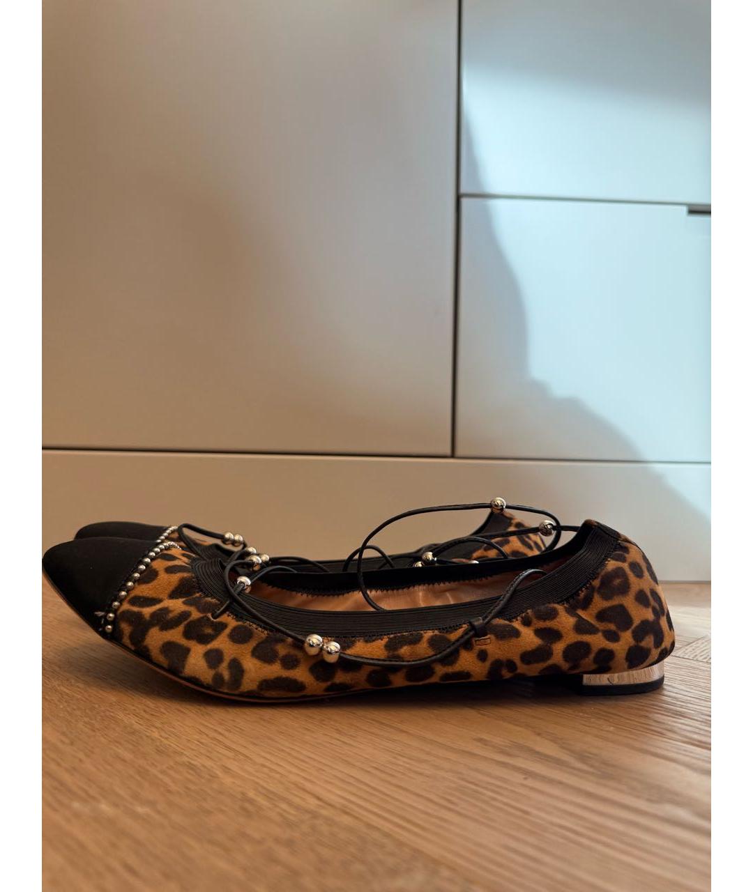 AQUAZZURA Оранжевое нубуковые балетки, фото 6