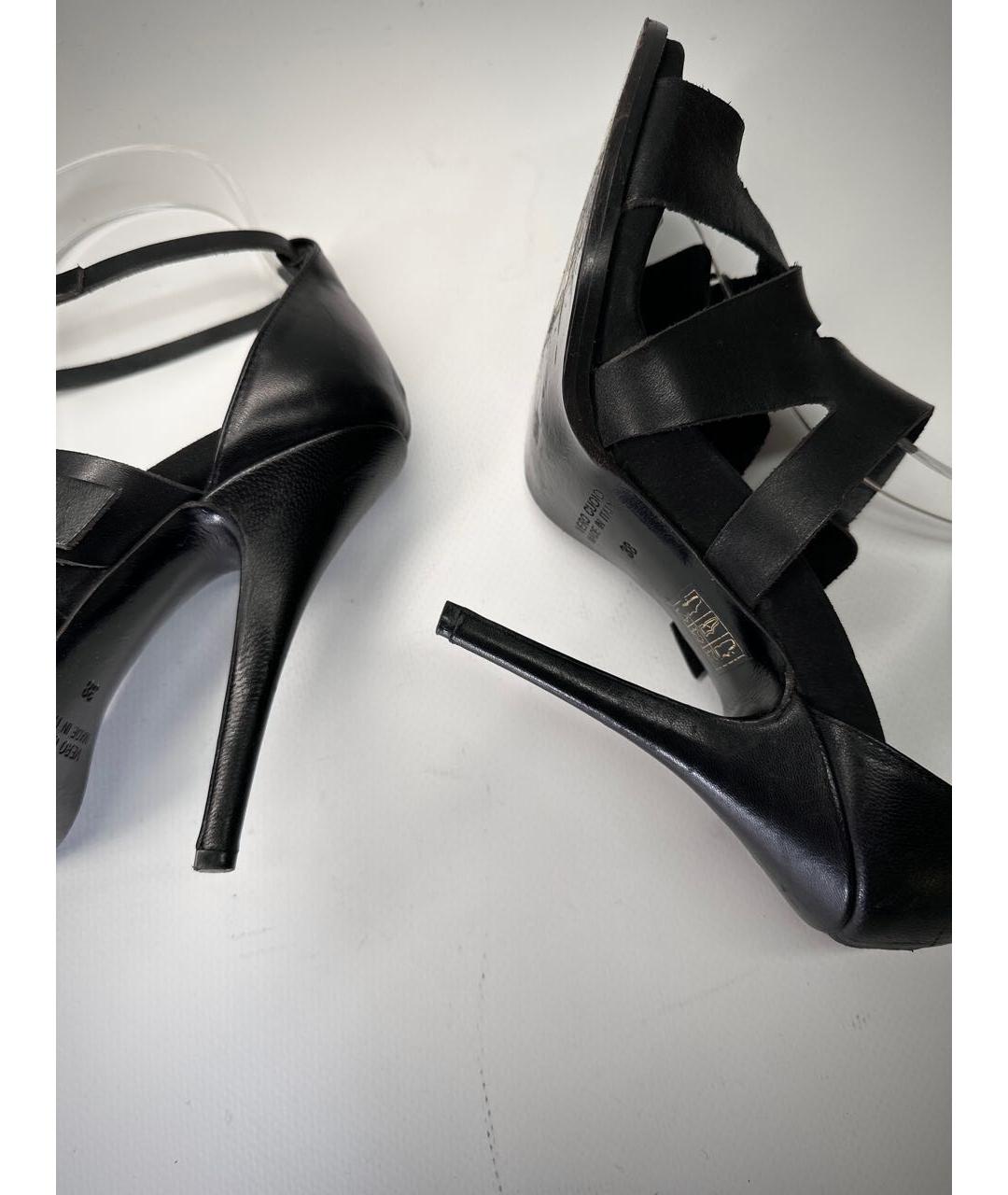 HAIDER ACKERMANN Черные кожаные босоножки, фото 7
