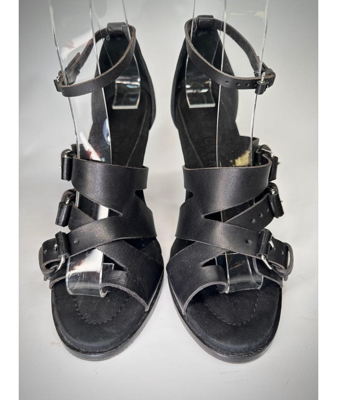 HAIDER ACKERMANN Черные кожаные босоножки, фото 6