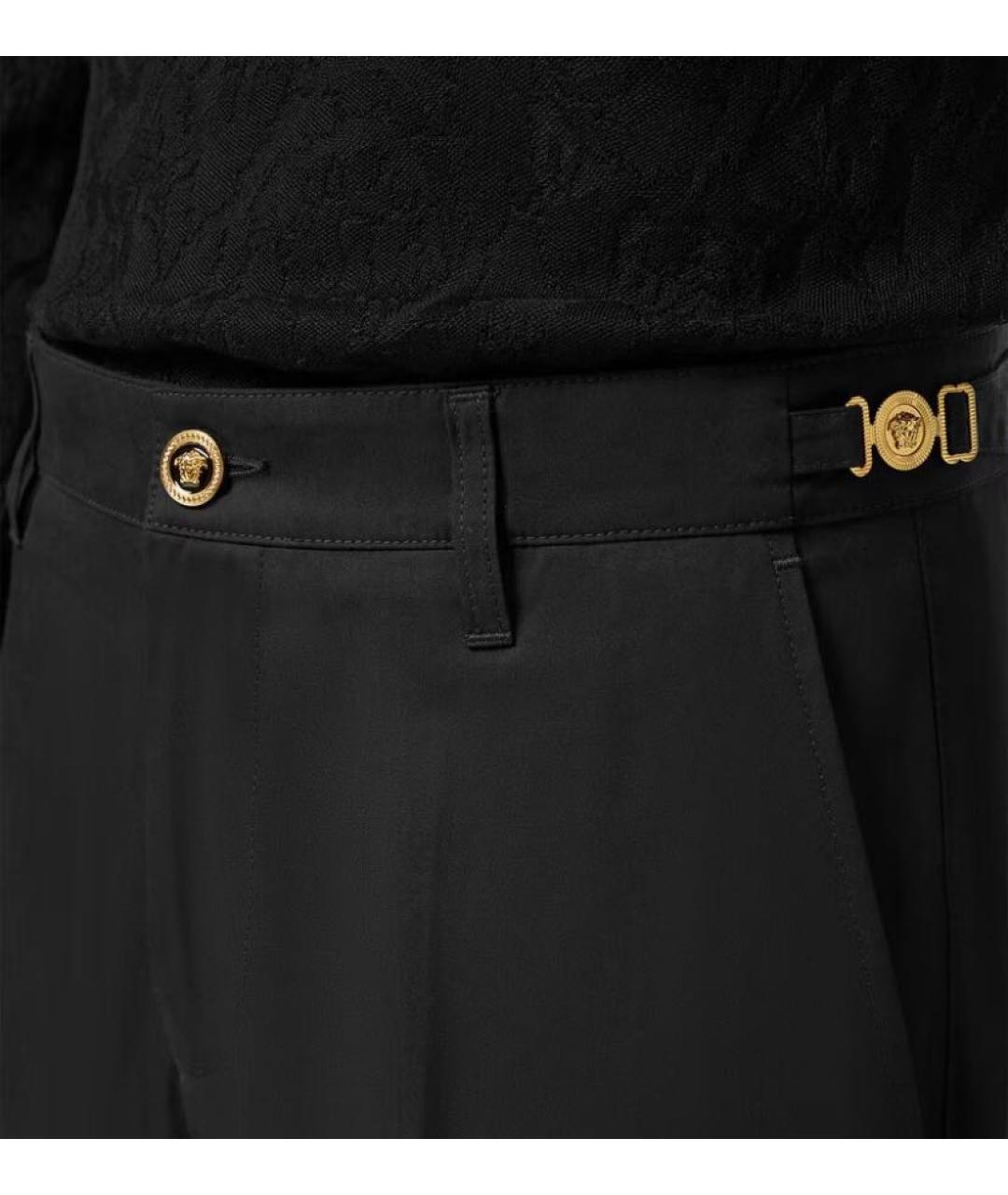VERSACE Черные хлопковые повседневные брюки, фото 3