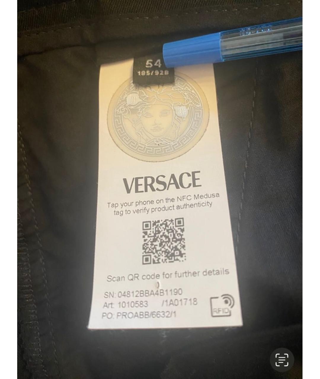 VERSACE Черные хлопковые повседневные брюки, фото 6
