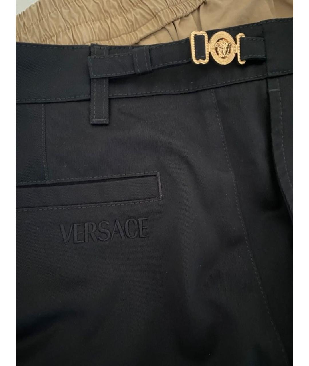 VERSACE Черные хлопковые повседневные брюки, фото 2