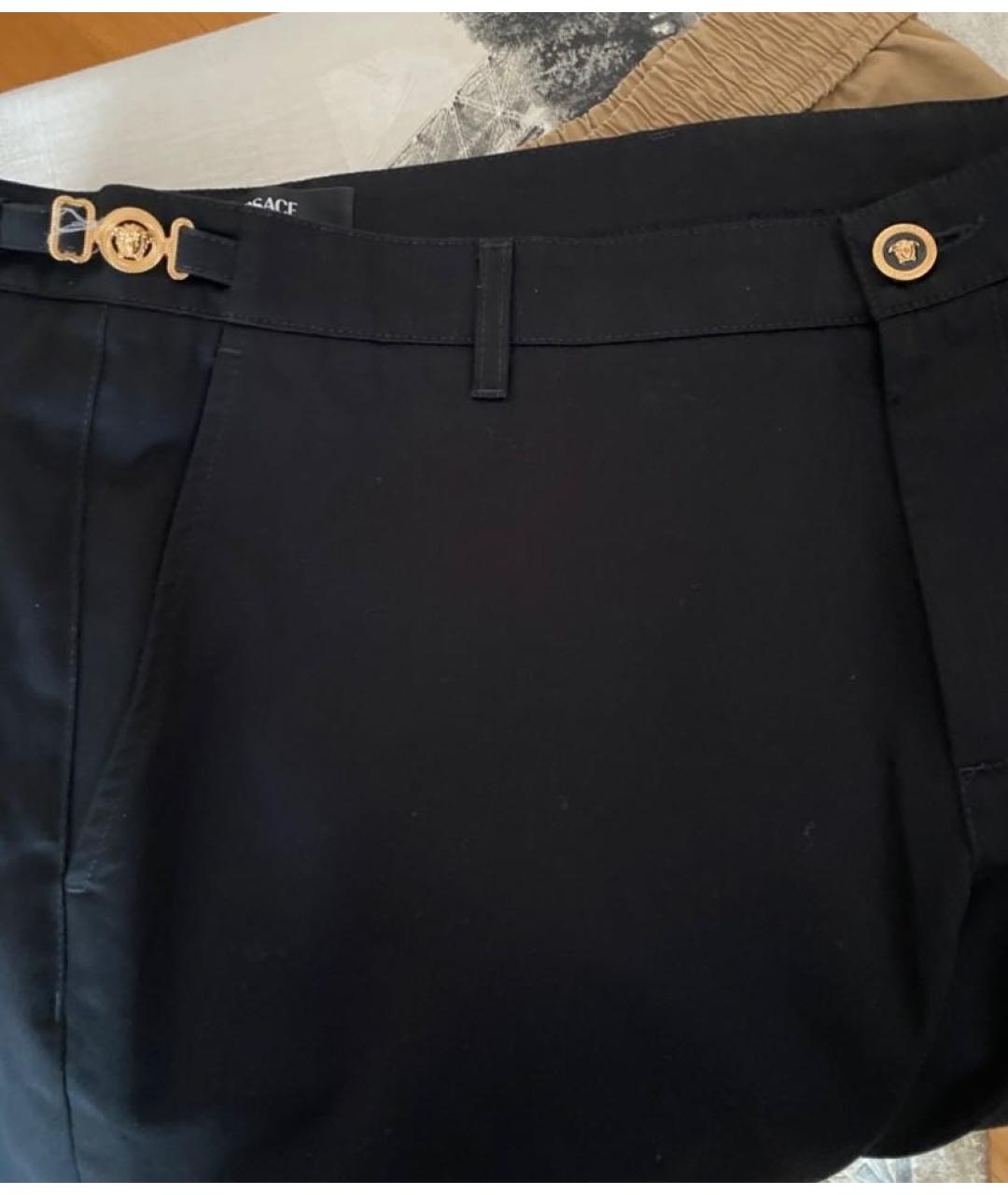 VERSACE Черные хлопковые повседневные брюки, фото 4