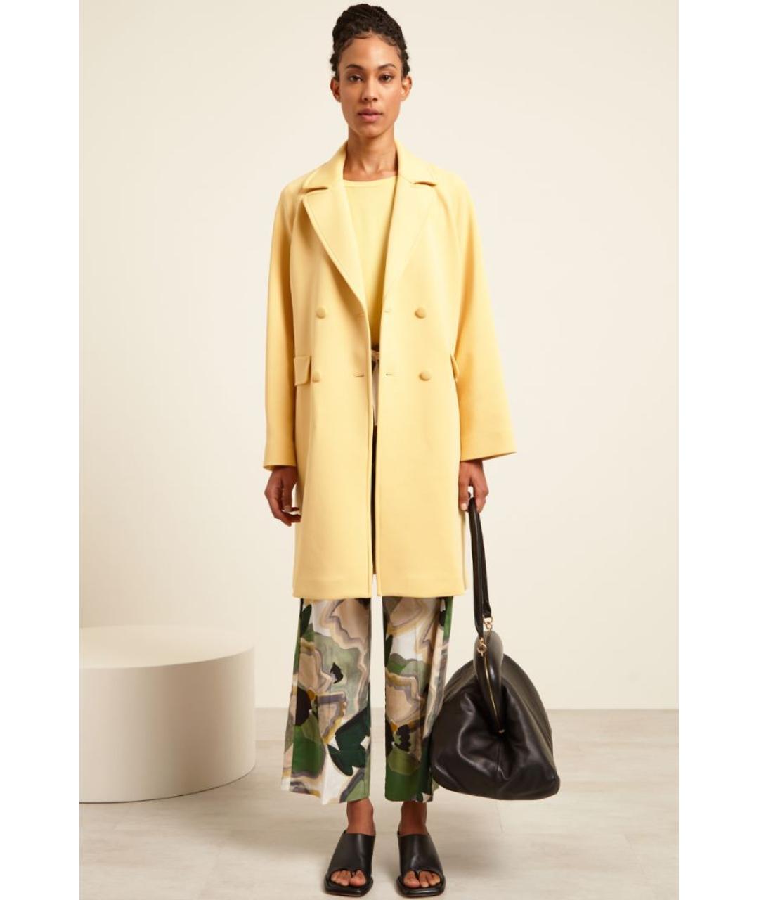 WEEKEND MAX MARA Желтое полиэстеровое пальто, фото 7
