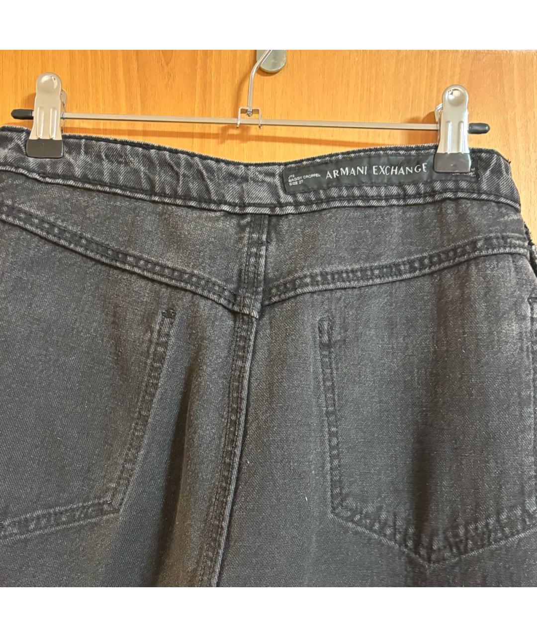 ARMANI EXCHANGE Антрацитовые хлопко-полиэстеровые прямые джинсы, фото 3