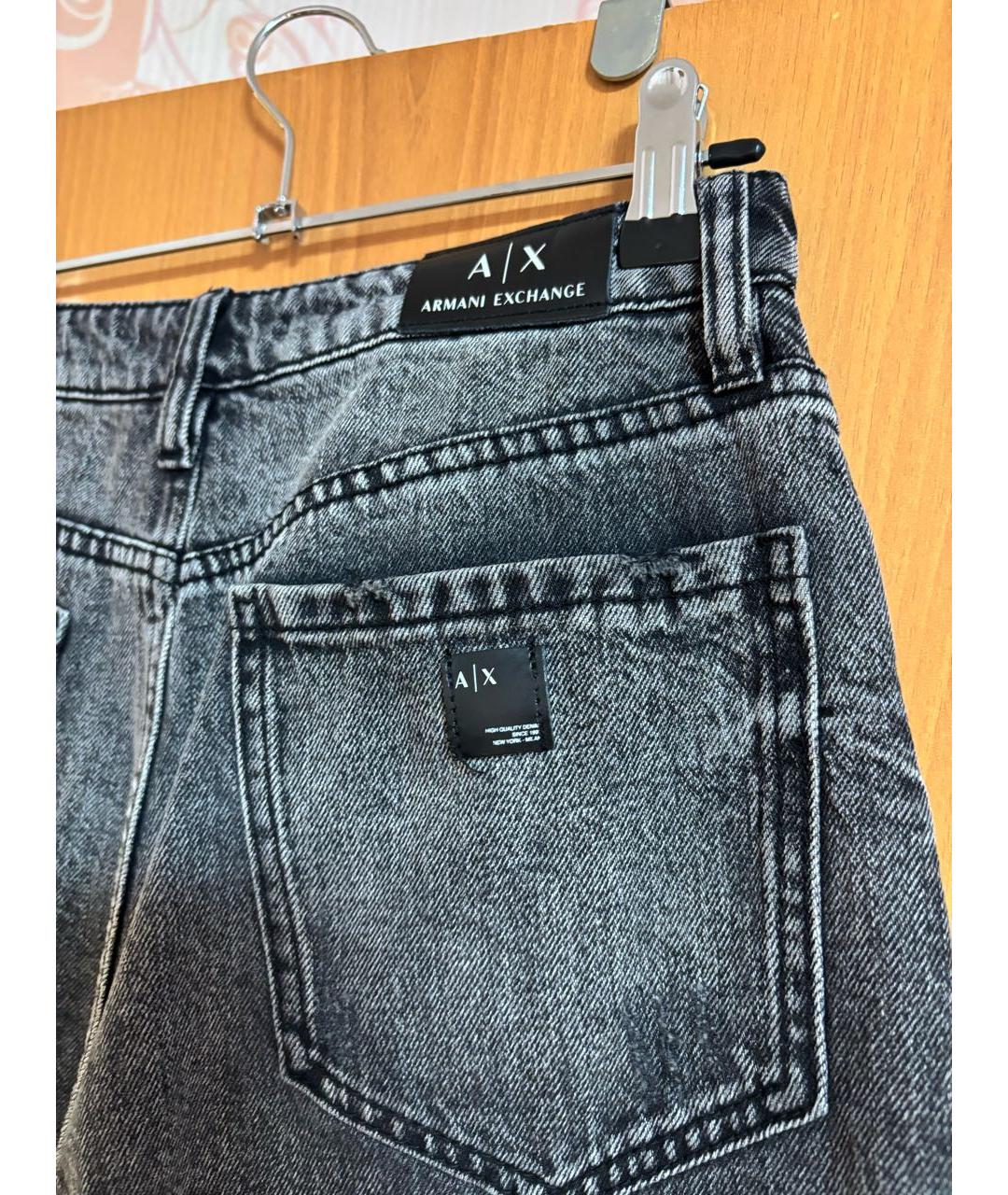ARMANI EXCHANGE Антрацитовые хлопко-полиэстеровые прямые джинсы, фото 7