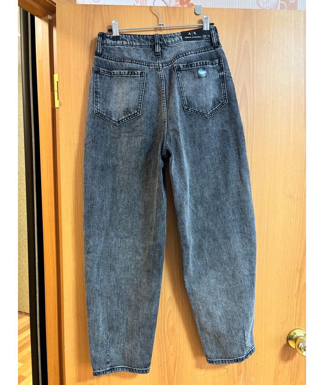 ARMANI EXCHANGE Антрацитовые хлопко-полиэстеровые прямые джинсы, фото 2