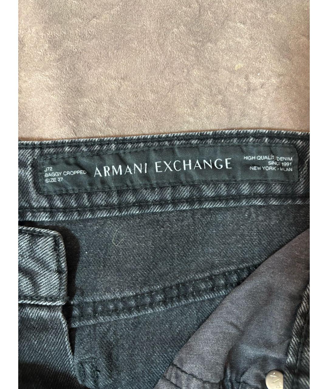 ARMANI EXCHANGE Антрацитовые хлопко-полиэстеровые прямые джинсы, фото 6
