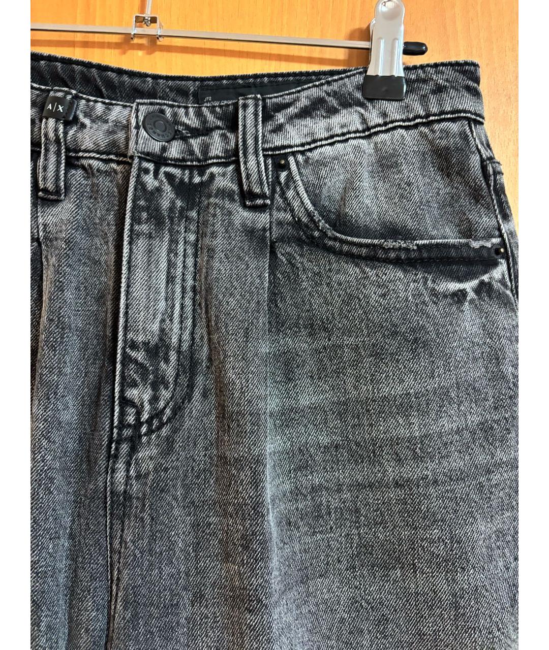 ARMANI EXCHANGE Антрацитовые хлопко-полиэстеровые прямые джинсы, фото 8