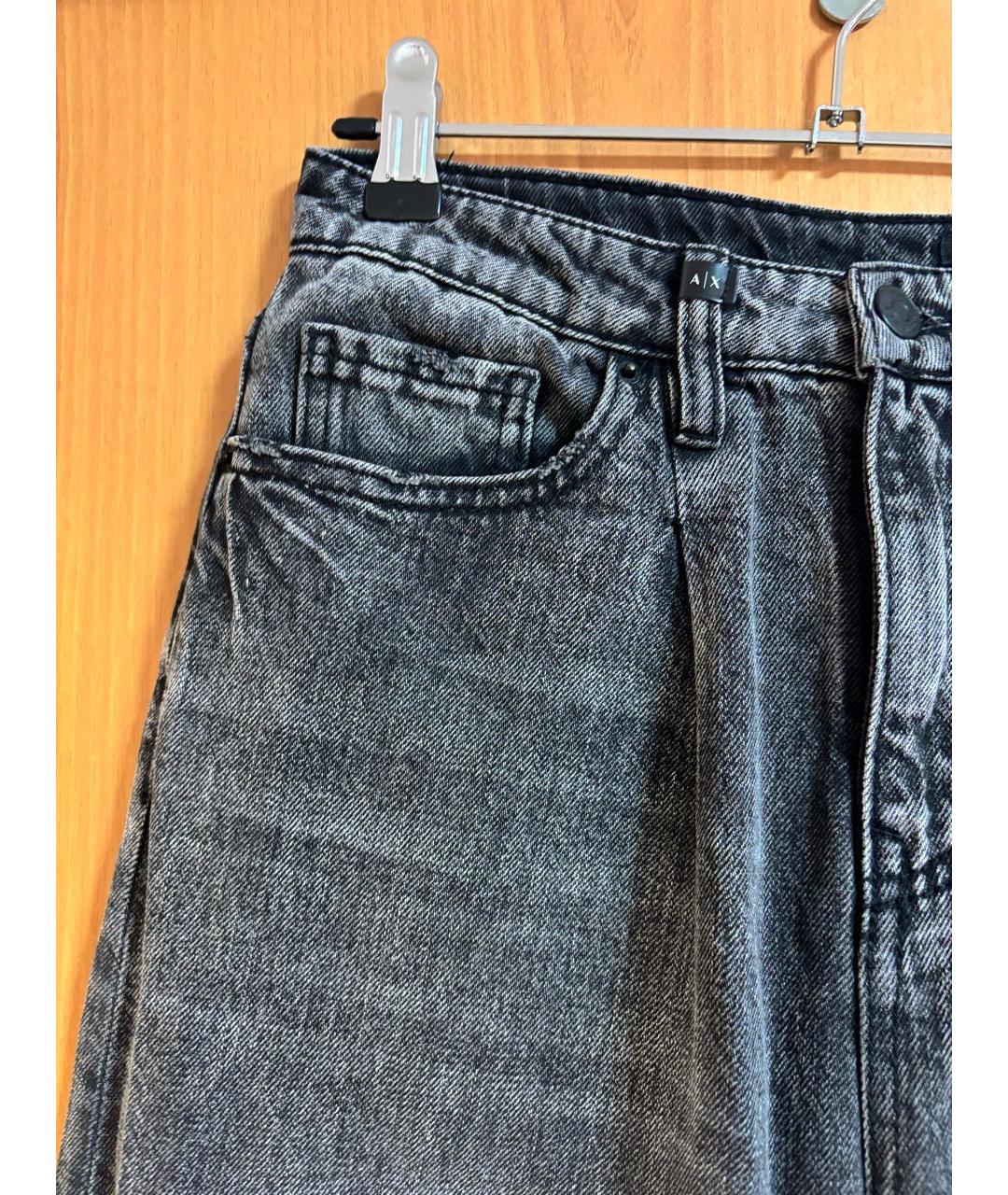 ARMANI EXCHANGE Антрацитовые хлопко-полиэстеровые прямые джинсы, фото 4
