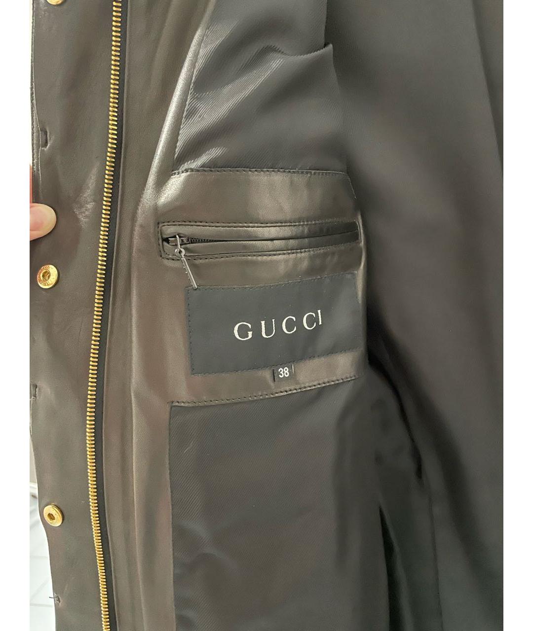 GUCCI Черный кожаный тренч/плащ, фото 3