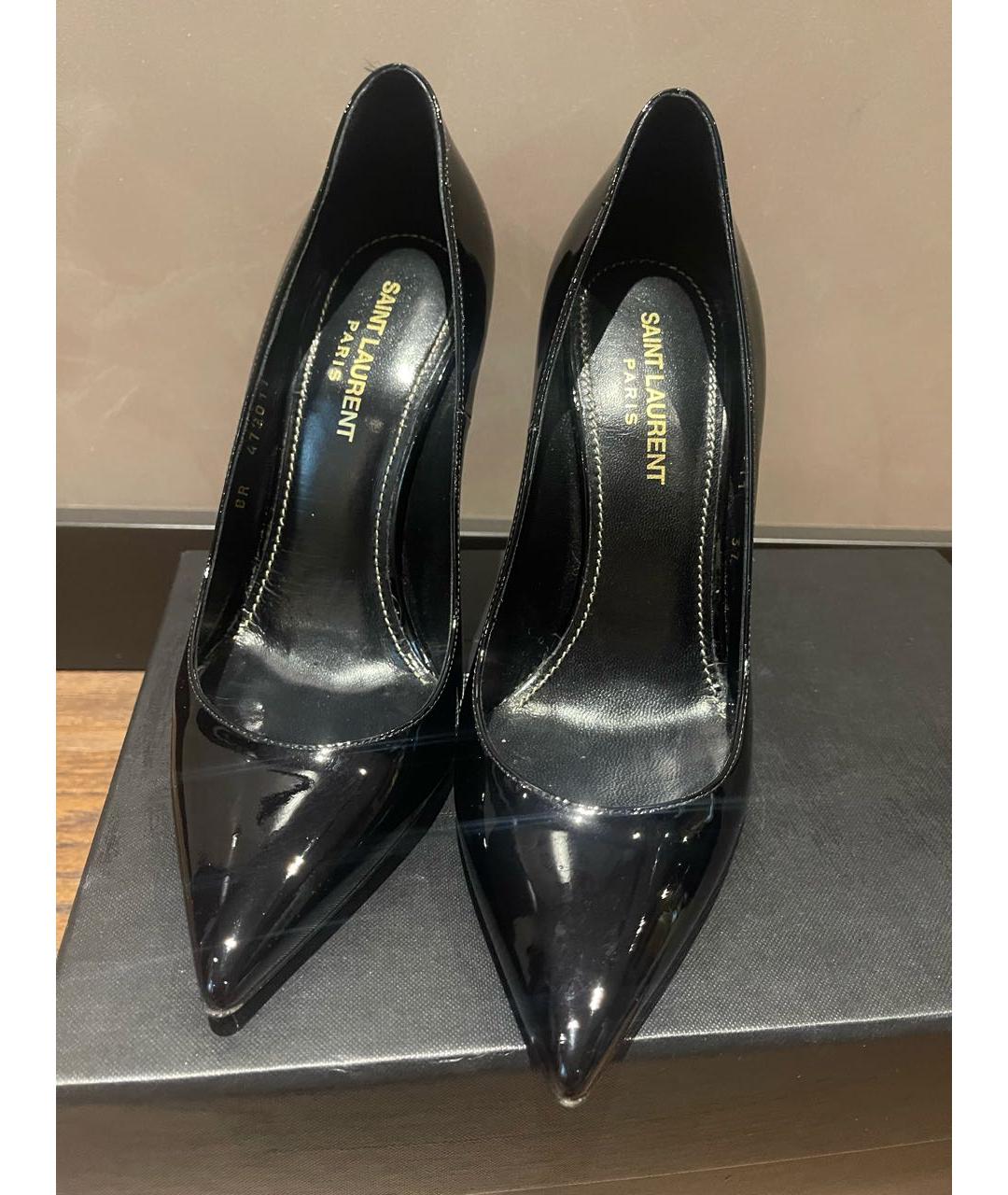 SAINT LAURENT Черные туфли из лакированной кожи, фото 2